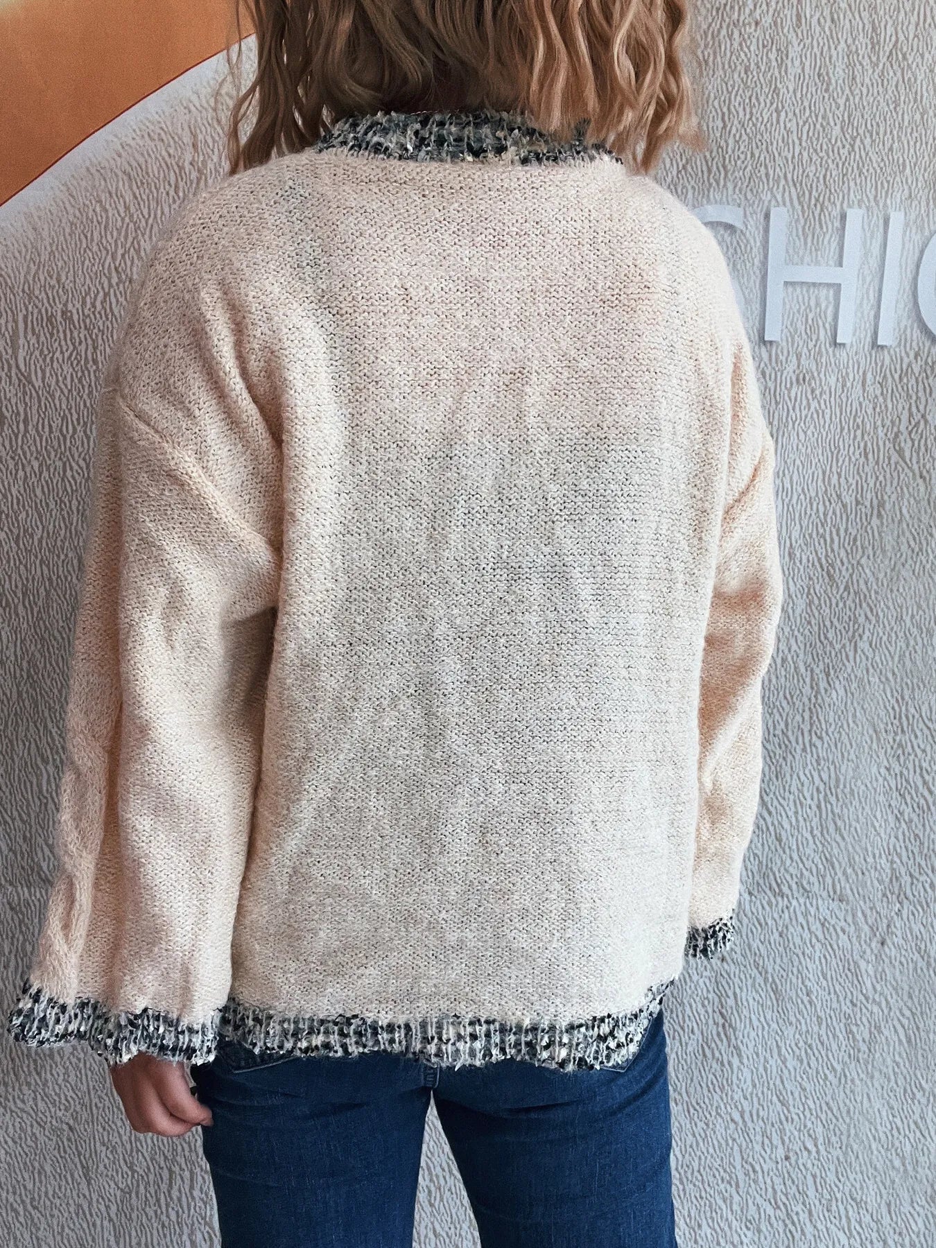 Contrast Trim Detail Round Neck Sweater