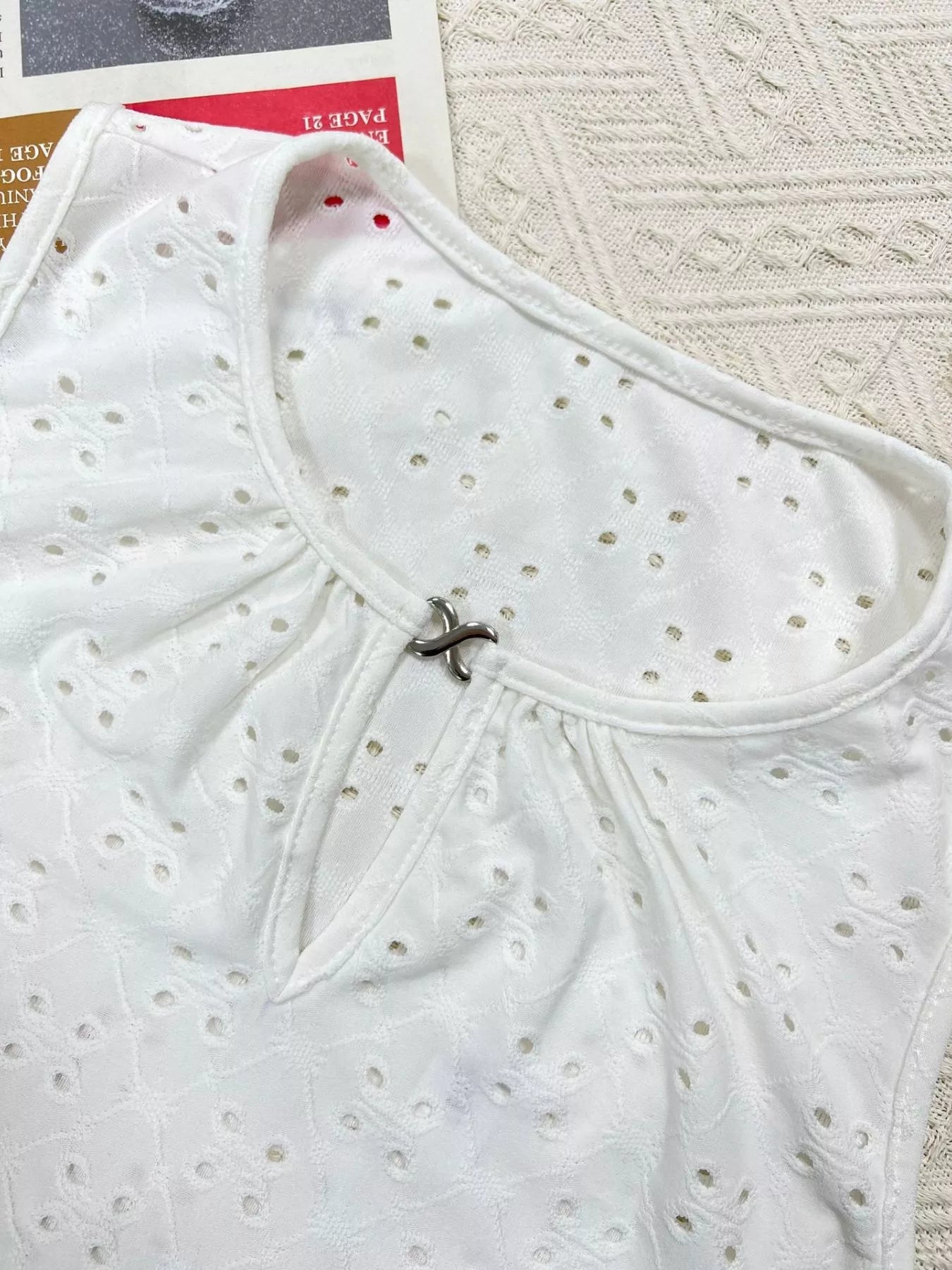 Eyelet Round Neck Cami