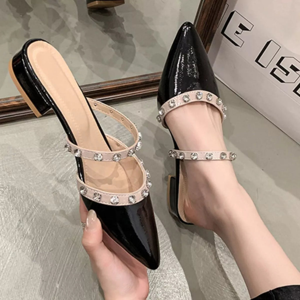Rhinestone Embellished Pointed Toe Sandals