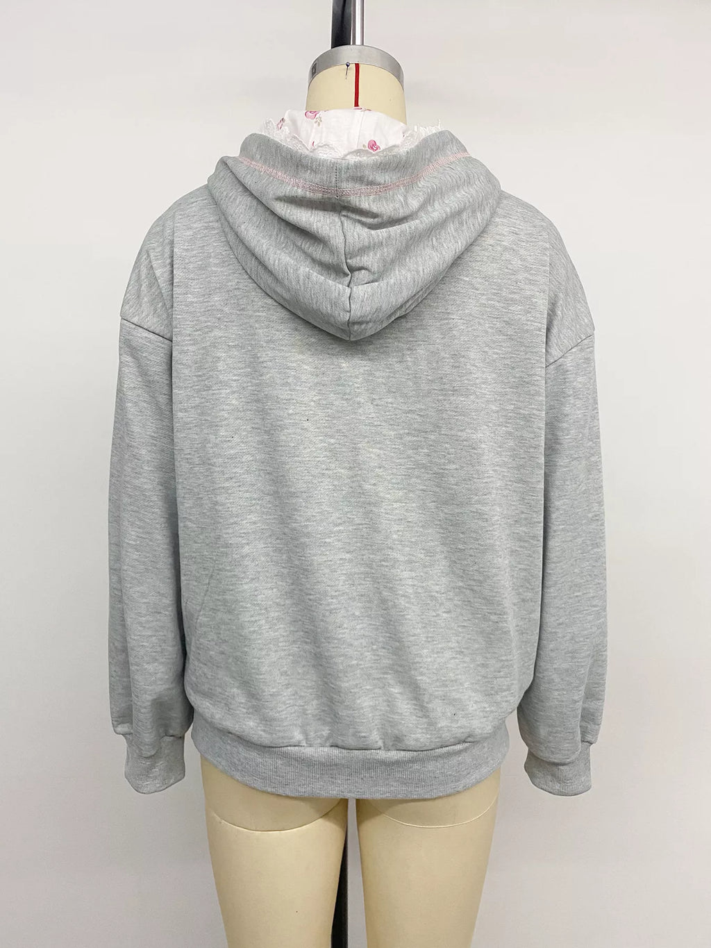 Bow Embroidered Long Sleeve Hoodie