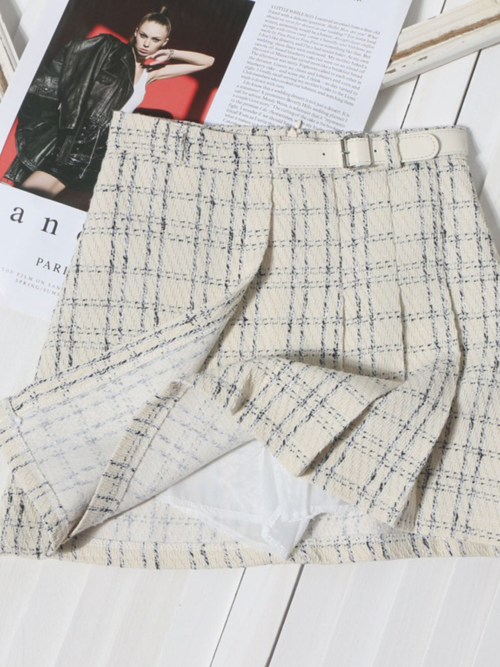 Pleated Plaid Mini Skirt