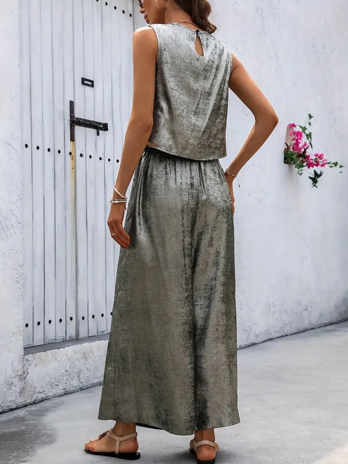 Round Neck Tank and Pants Set