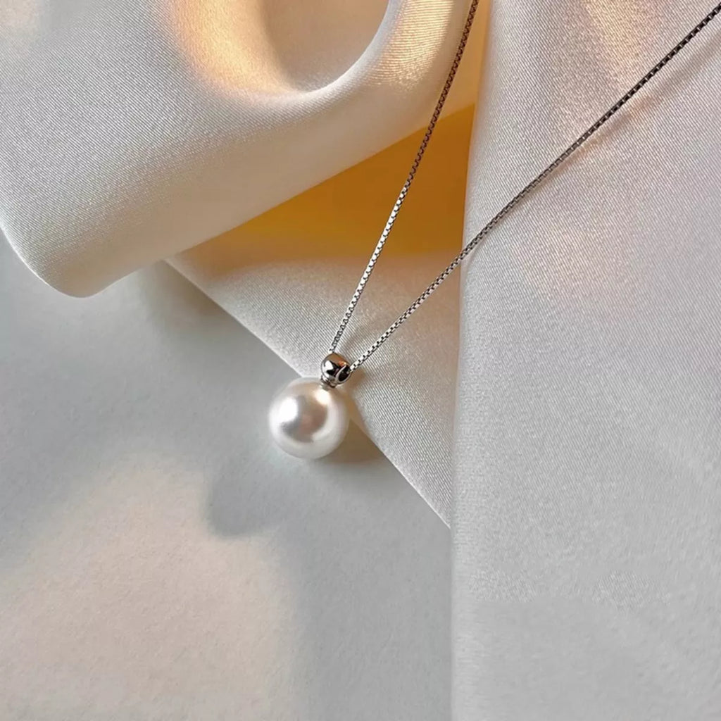 925 Sterling Silver Bead Pearl Necklace