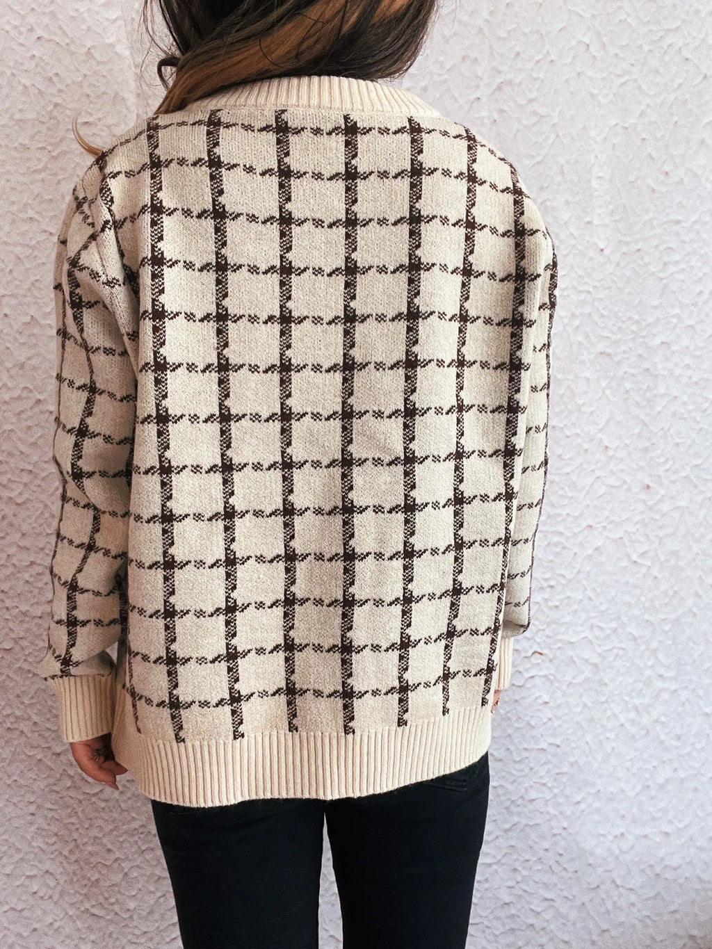 Plaid Pattern Zip Up Cardigan