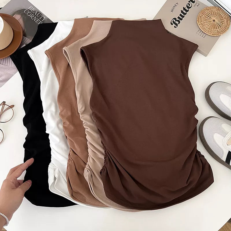 Ruched Mock Neck Tank