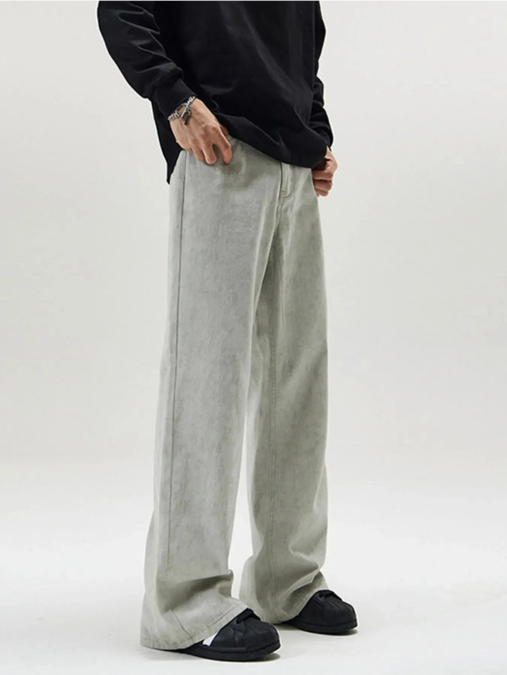 Men's Full Size Washed Wide Leg Pants Plus Size