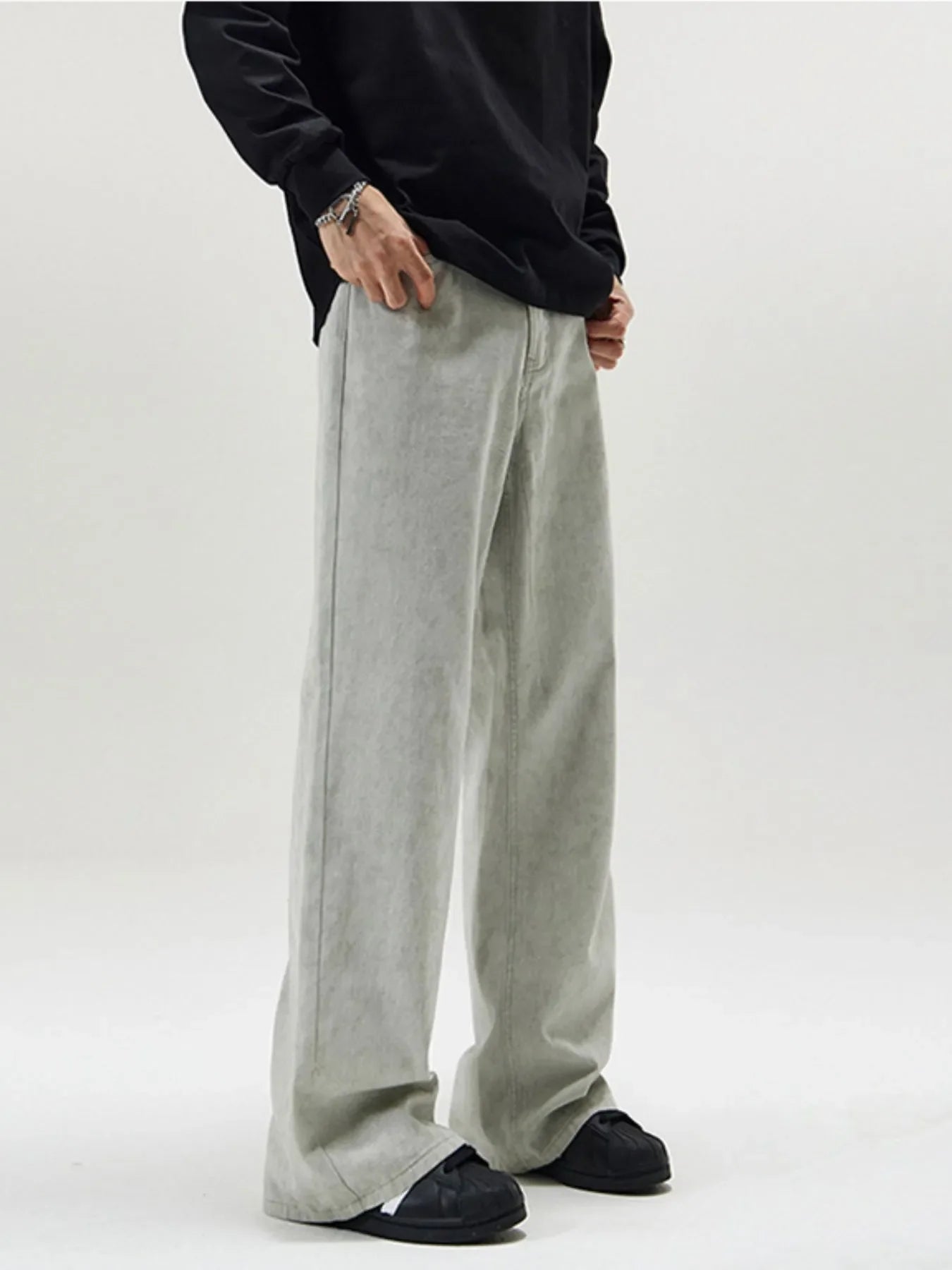 Men's Full Size Washed Wide Leg Pants Plus Size