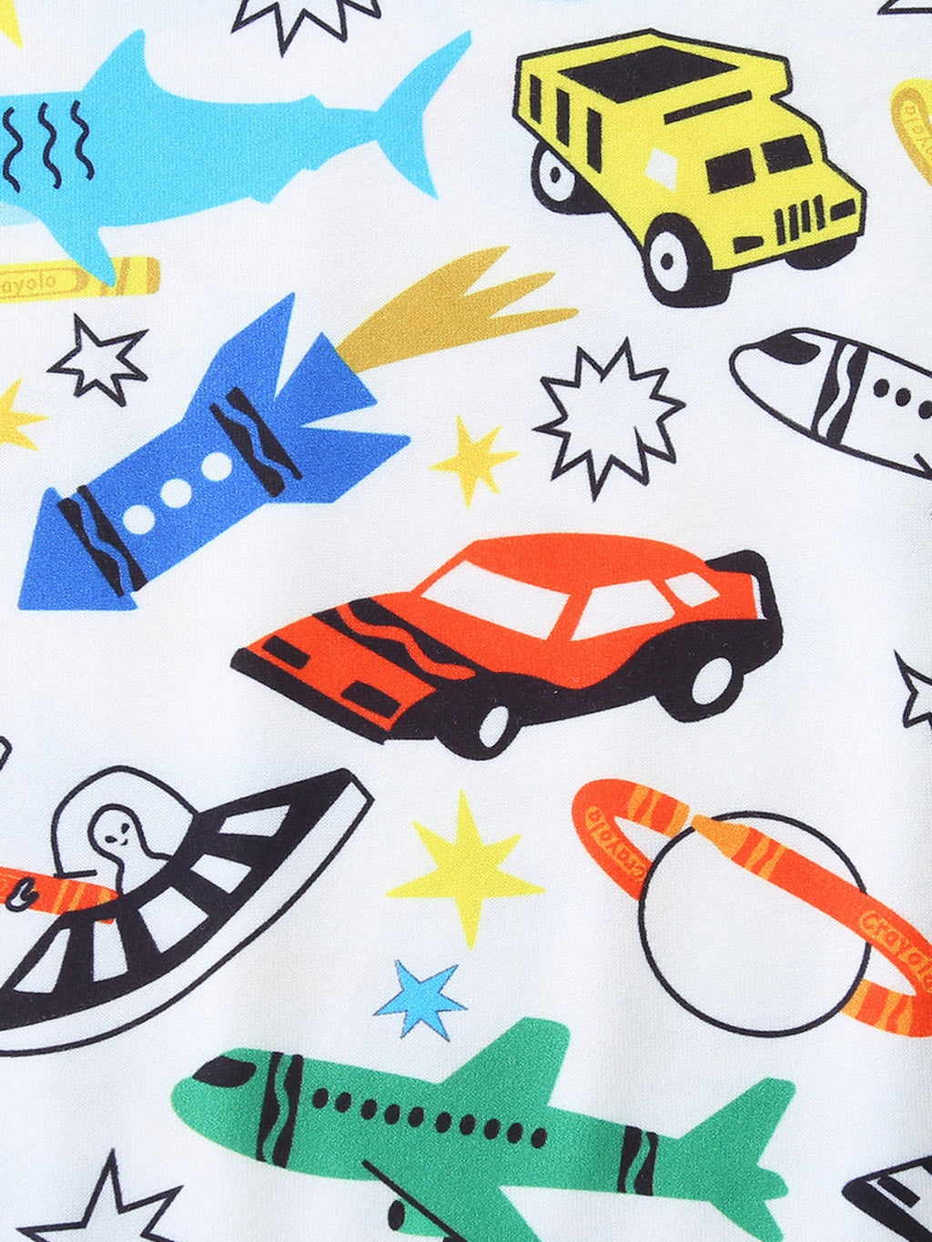 Children's Cartoon Vehicle Print Tee and Shorts Set
