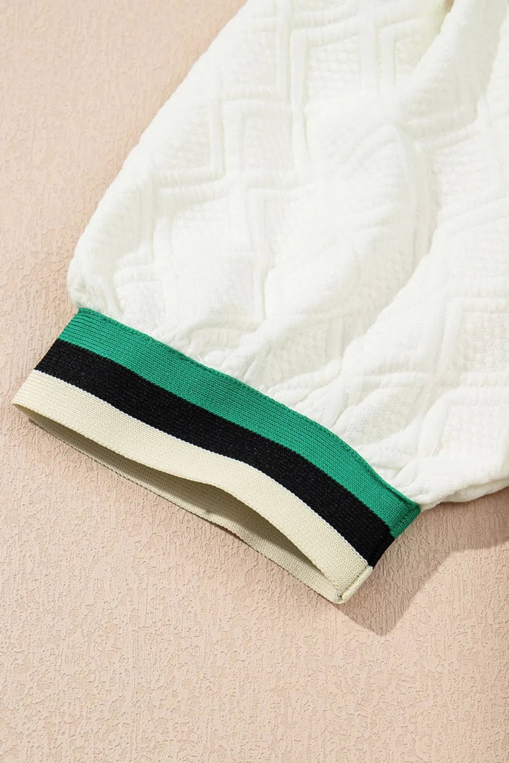 Striped Collared Zip Up Textured Dress