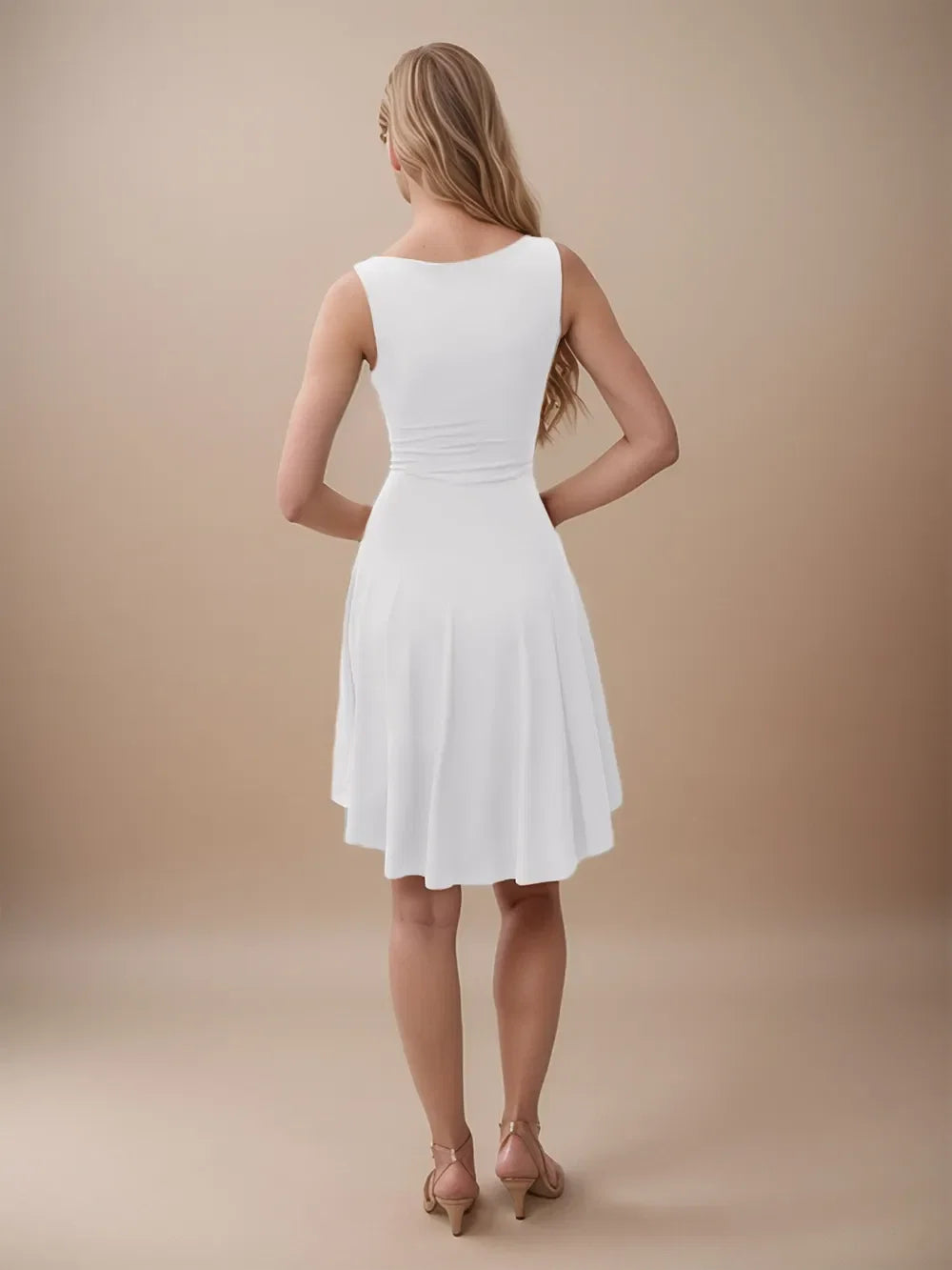High-Low Round Neck Sleeveless Mini Dress