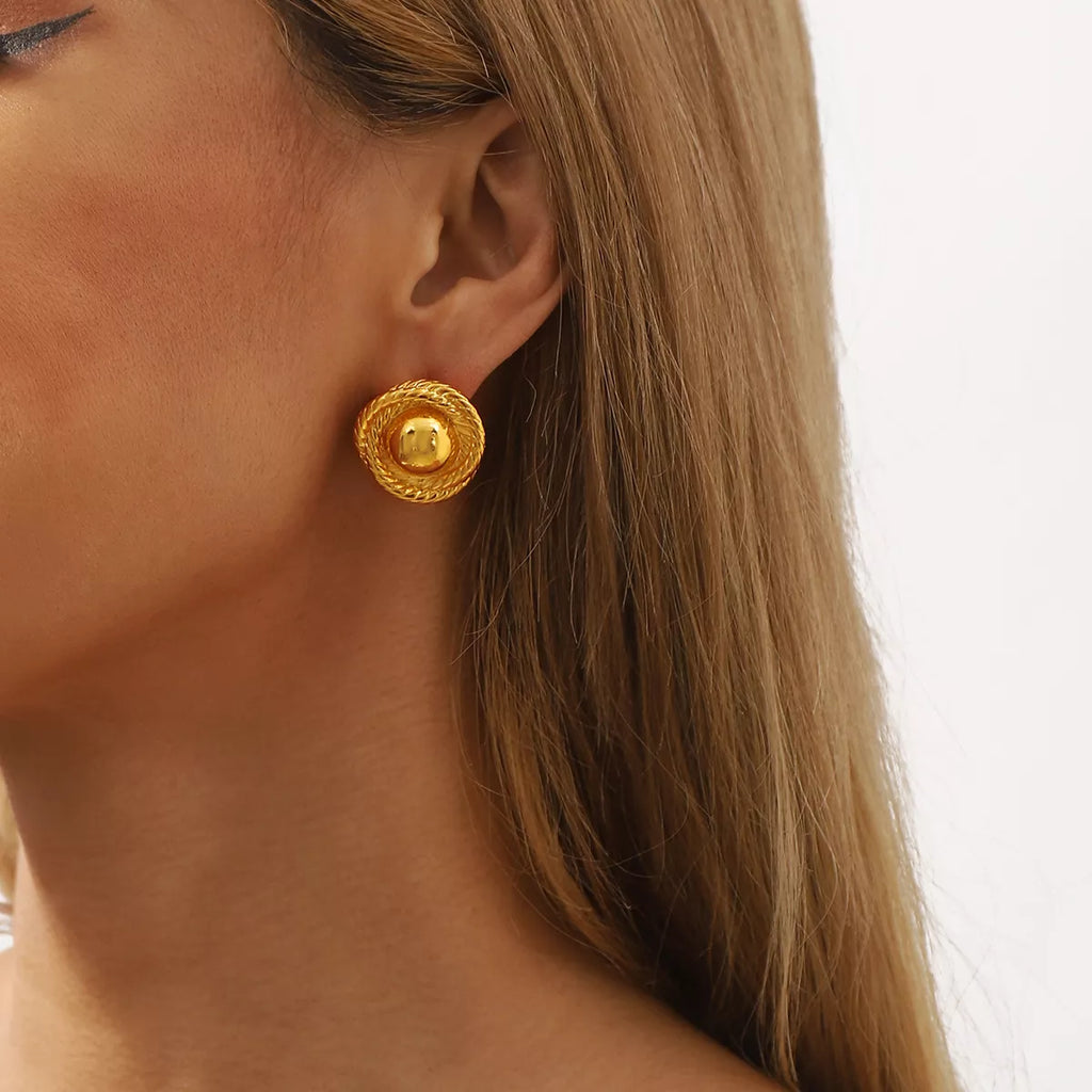 Twisted Rope Circle Stud Earrings