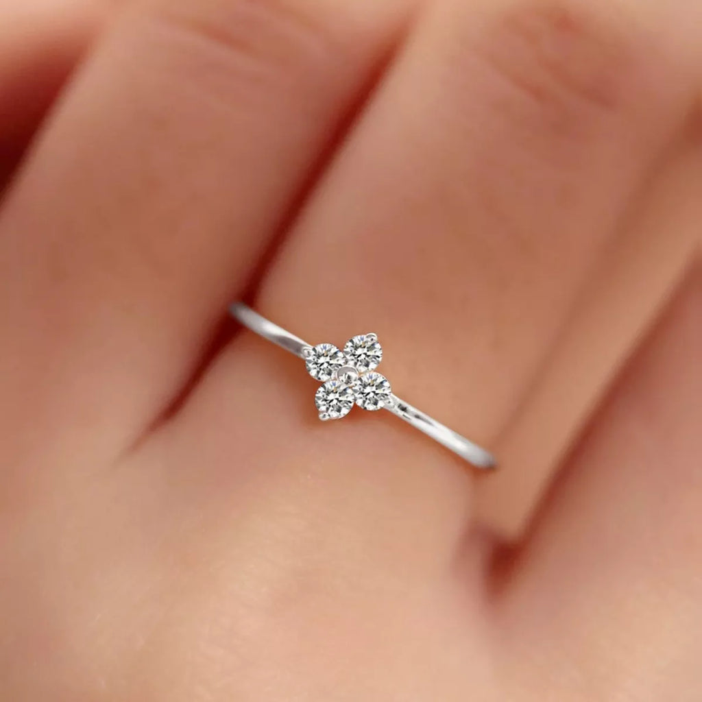 925 Sterling Silver Four-Leaf Clover Ring