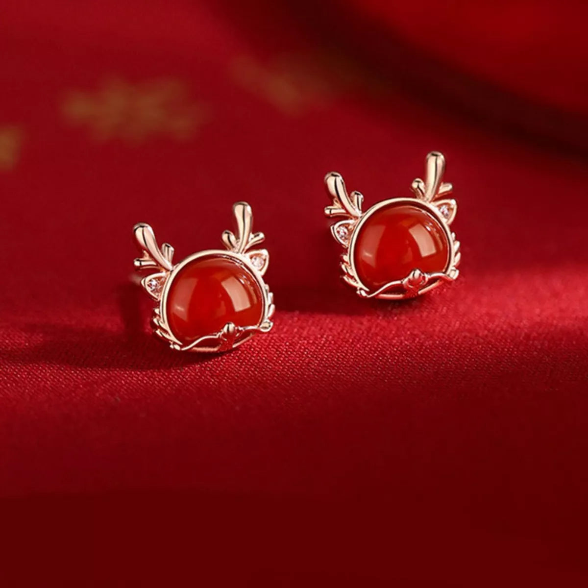925 Sterling Silver Deer Stud Earrings