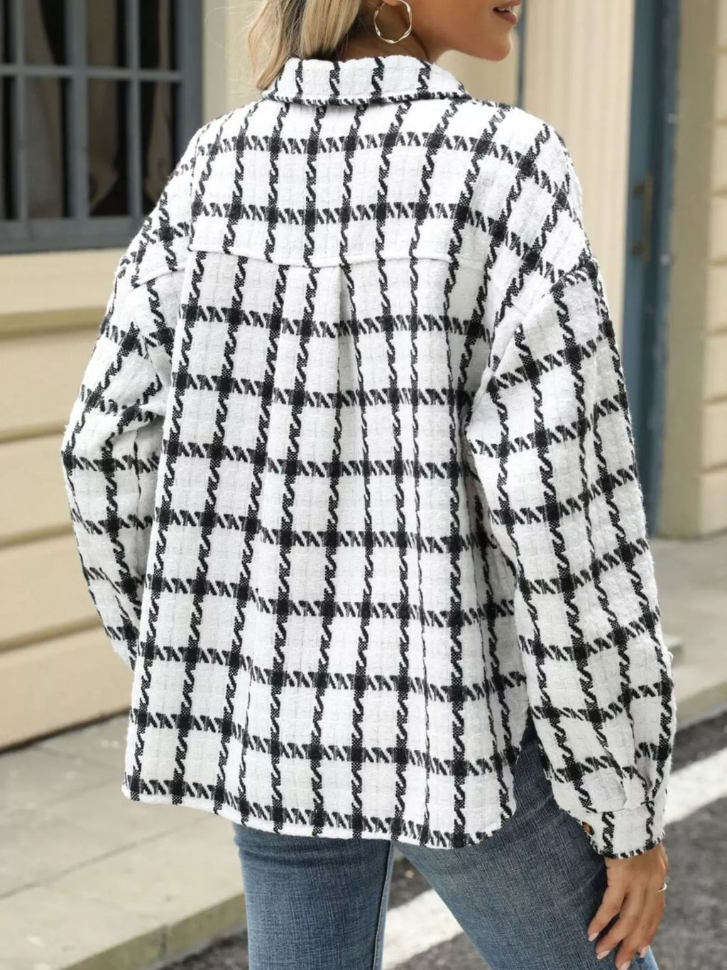 Plaid Button Up Long Sleeve Jacket