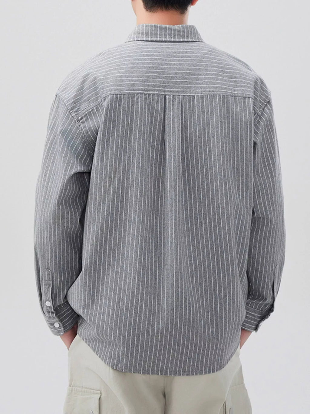 Men's Plus Size Striped Button Up Long Sleeve Shirt
