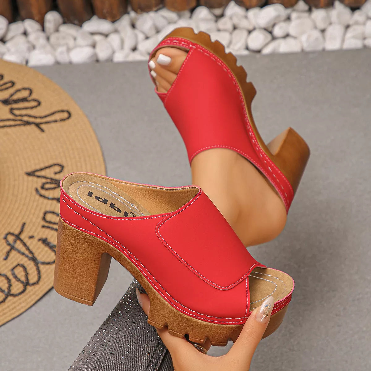 Open Toe Block Heels Sandals