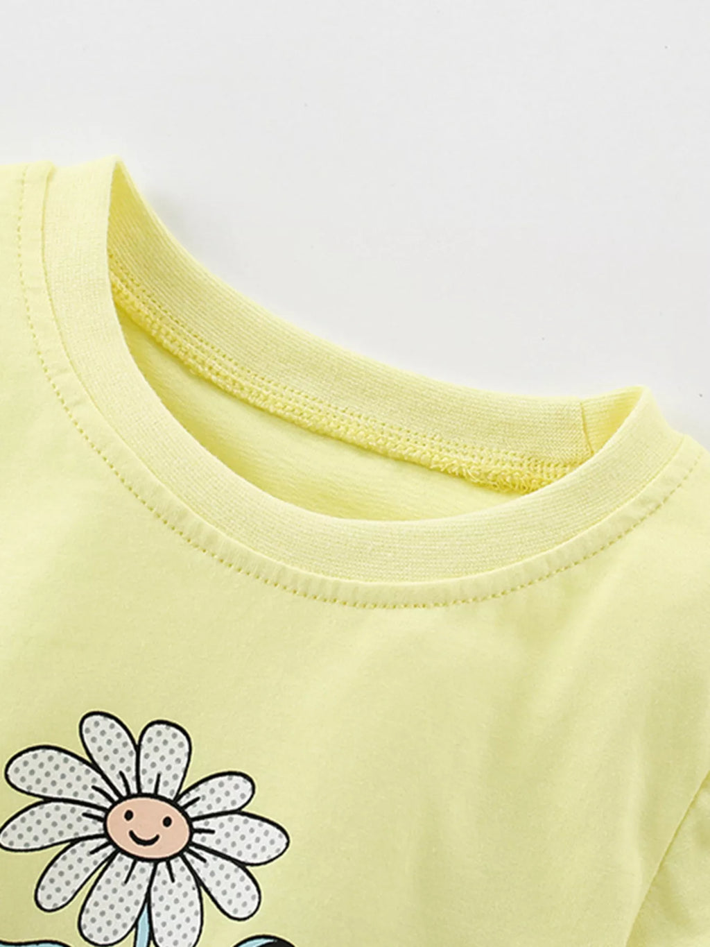 Children's Cute Daisy Print Graphic Sleeve T-Shirt