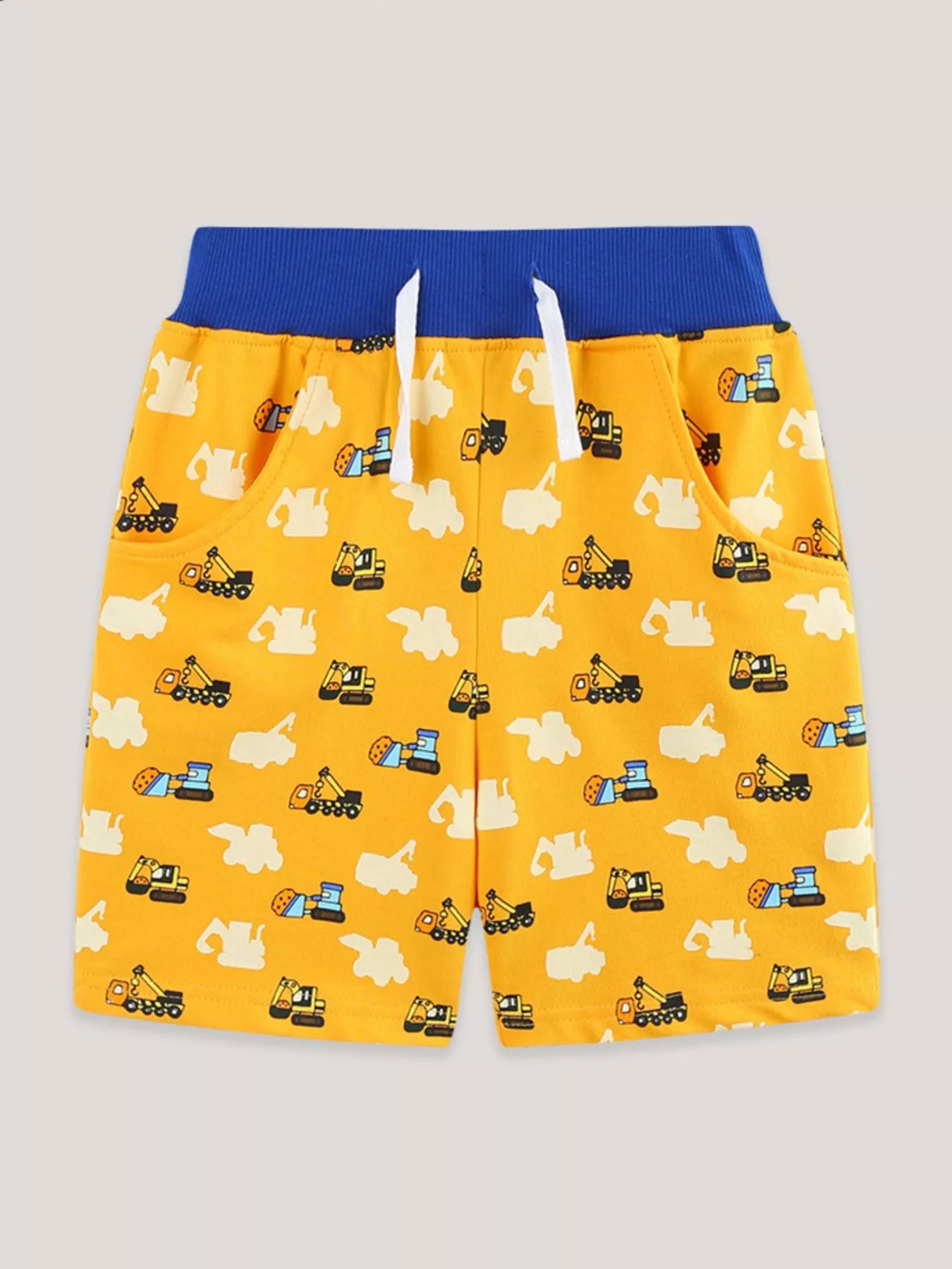 Children's Cartoon Construction Vehicle Print Casual Shorts