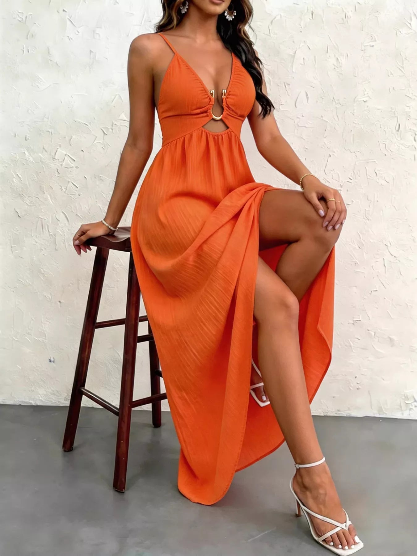 Cutout Front Slit Maxi Dress