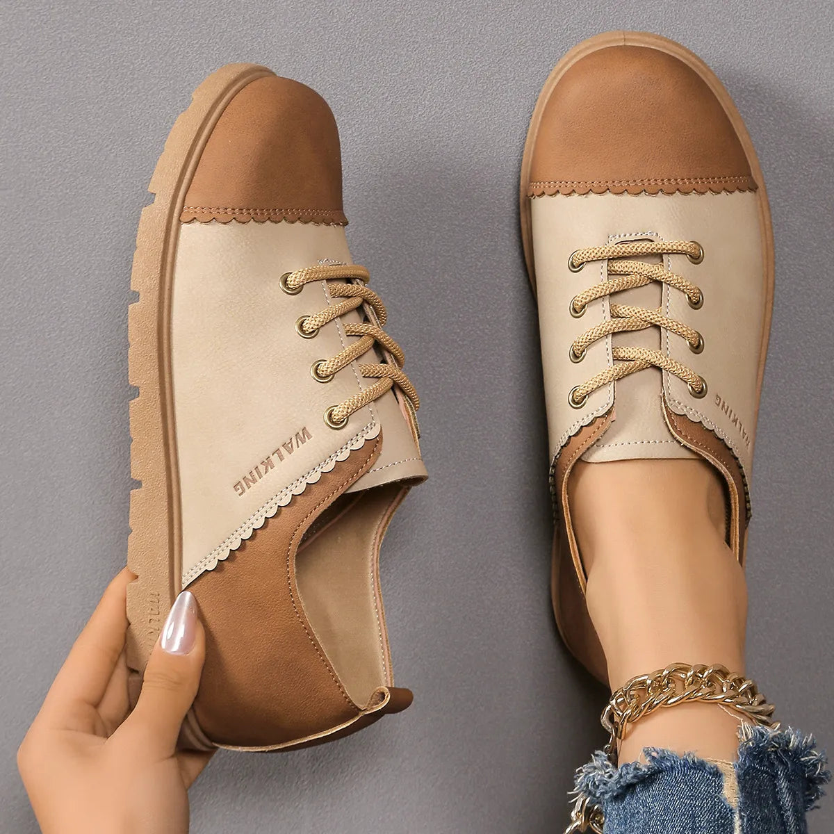 Color Block Lace Up Sneakers