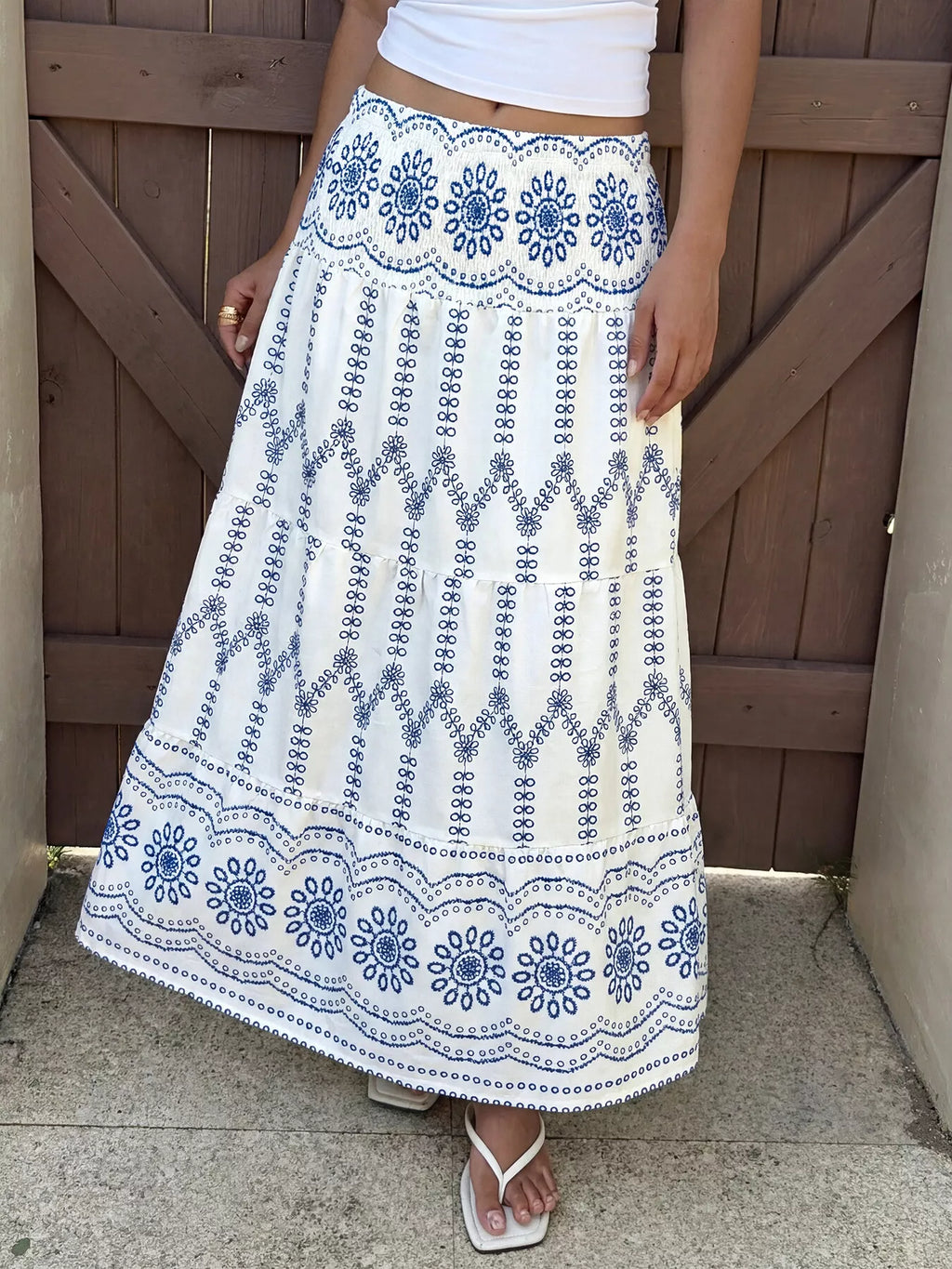 Printed Tiered Maxi Skirt