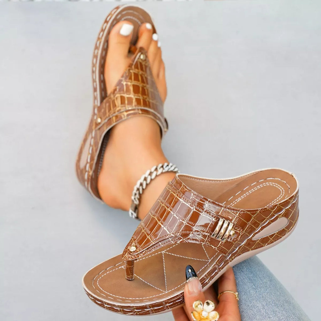 Toe Post Wedge Sandals