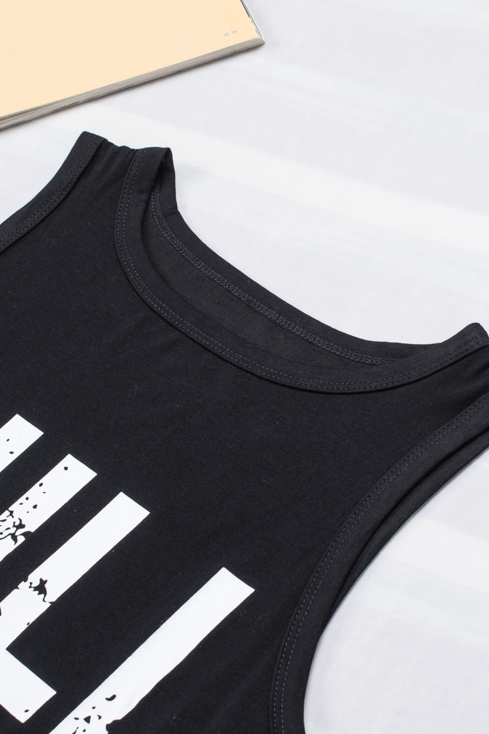 Black CHILL Graphic Print Tank Top