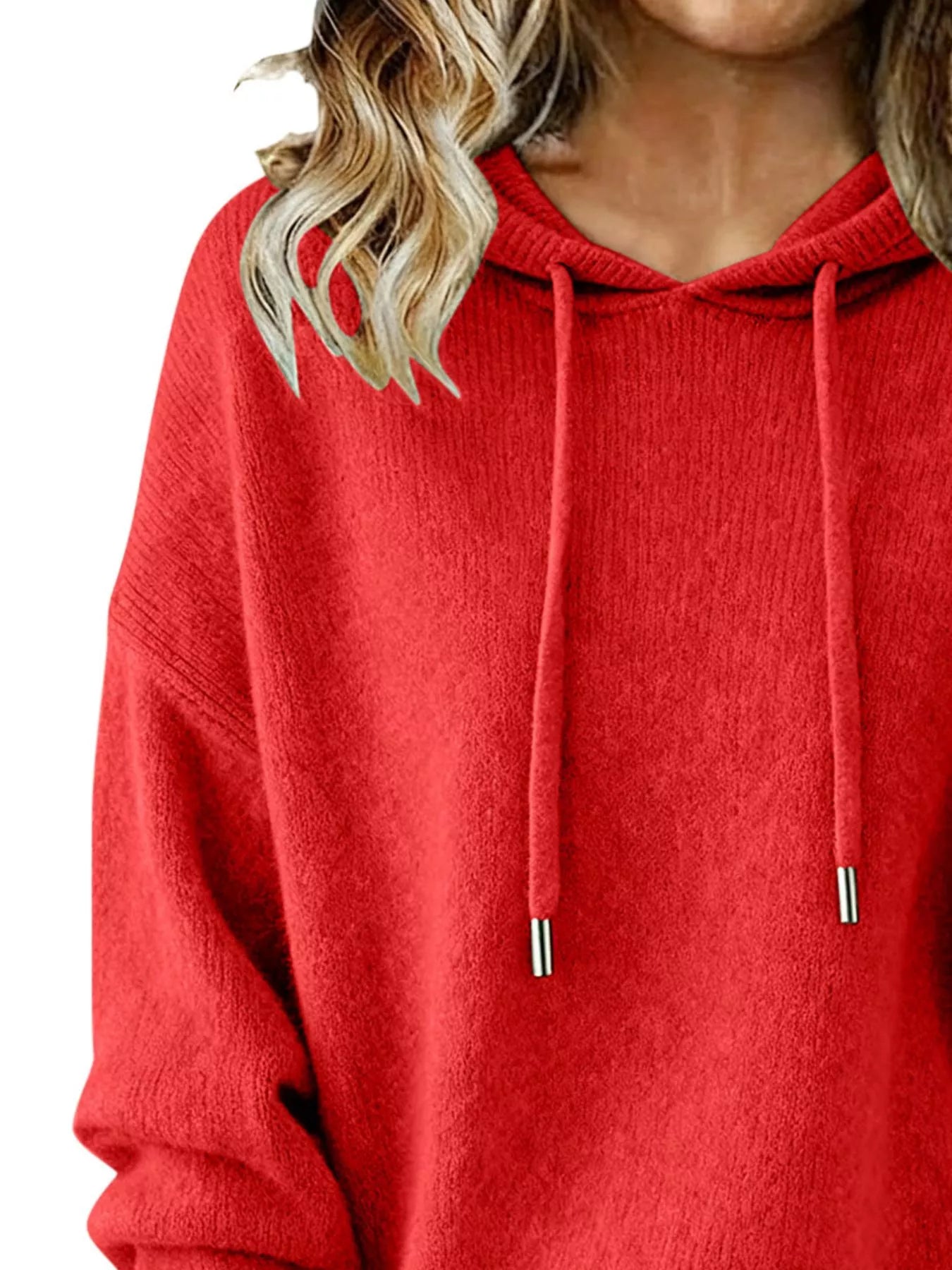 Drawstring Long Sleeve Hooded Sweater