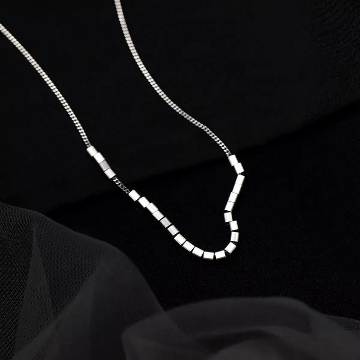 925 Sterling Silver Cube Necklace