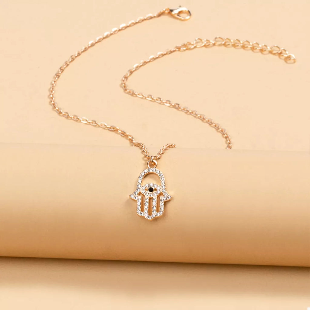 Zinc Alloy Rhinestone Evil Eye Necklace