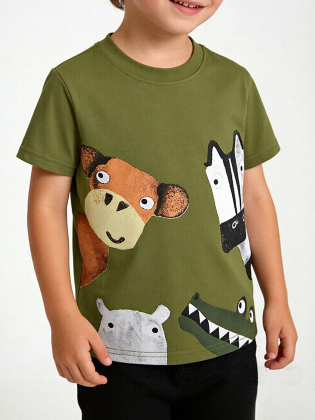 Children's Animal Print Crew Neck T-Shirt
