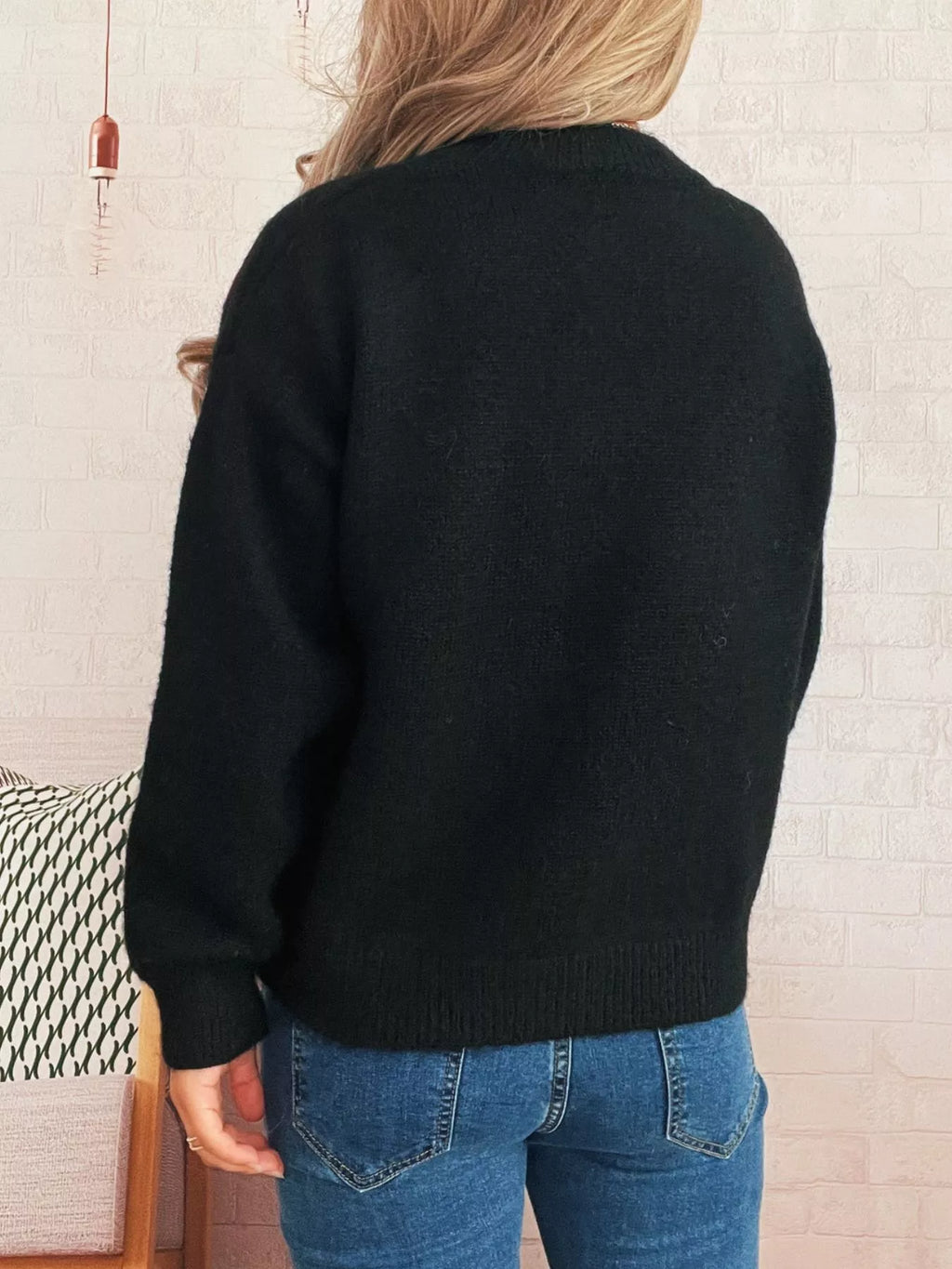 Contrast Cherry Round Neck Sweater