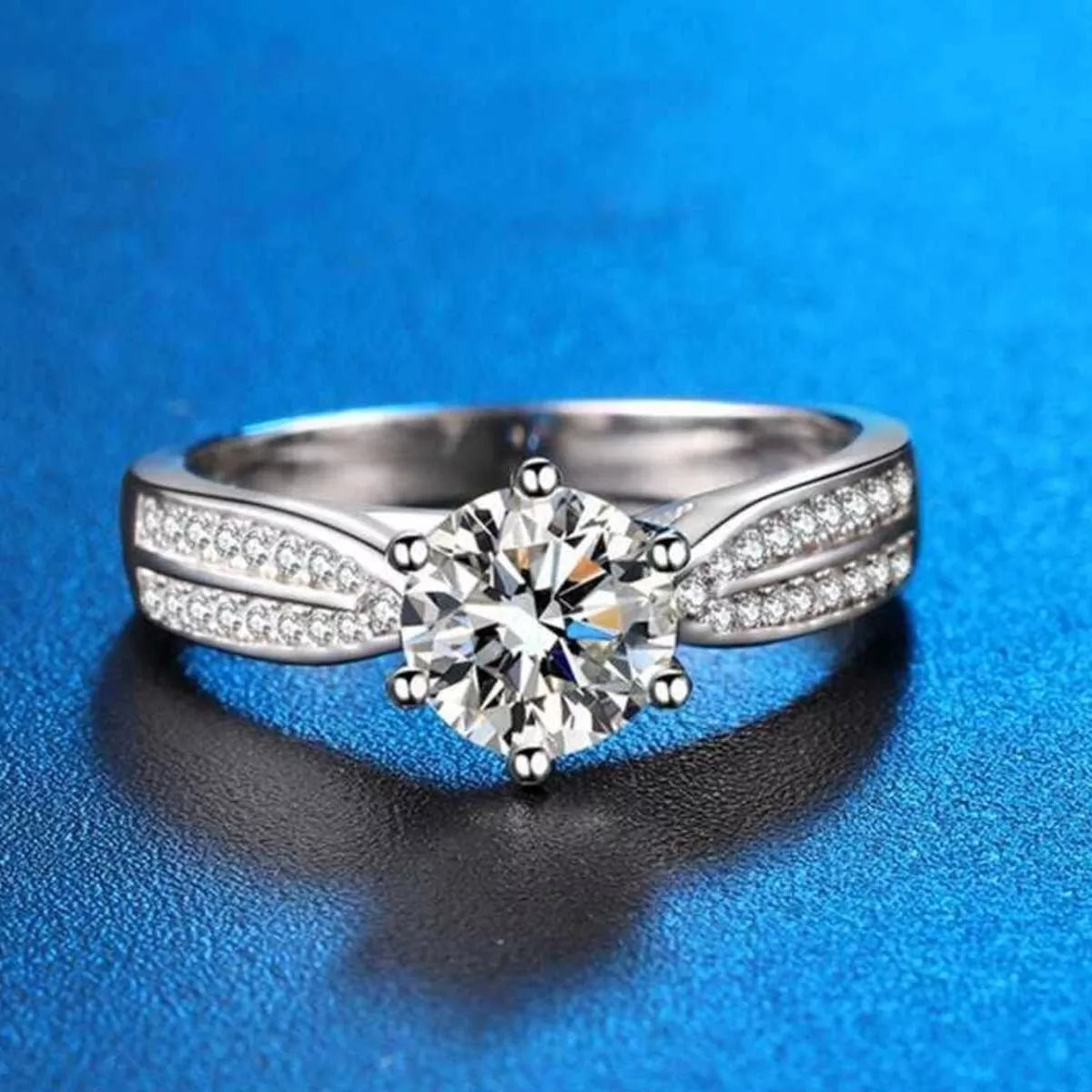 3 Carat 925 Sterling Silver Moissanite Geometric Ring