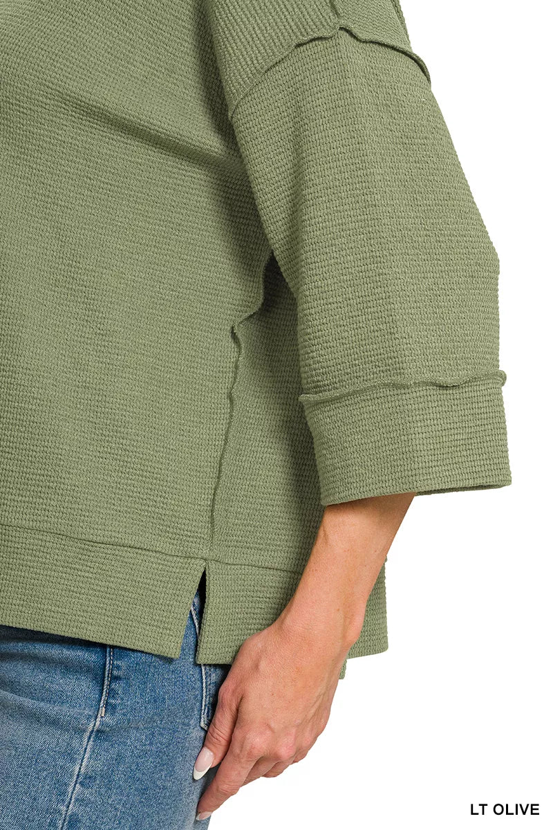 Zenana Double Knit 3/4 Sleeve Top