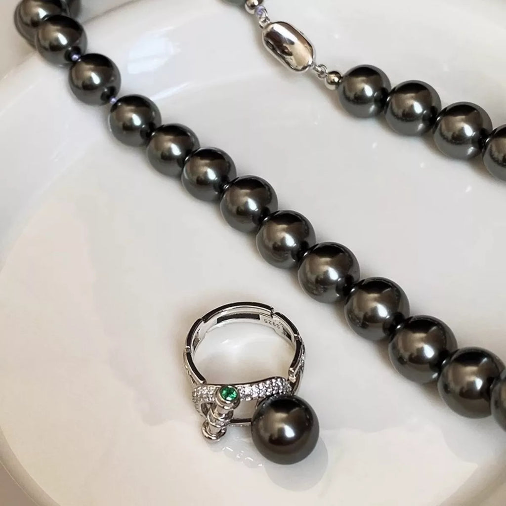 925 Sterling Silver Zircon Pearl Ring
