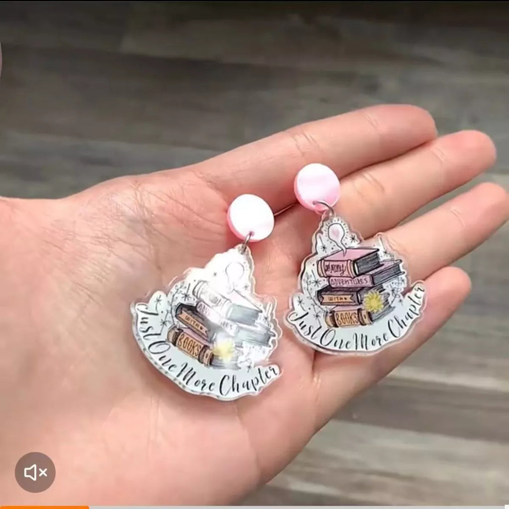Book Stack Acrylic Drop Earrings