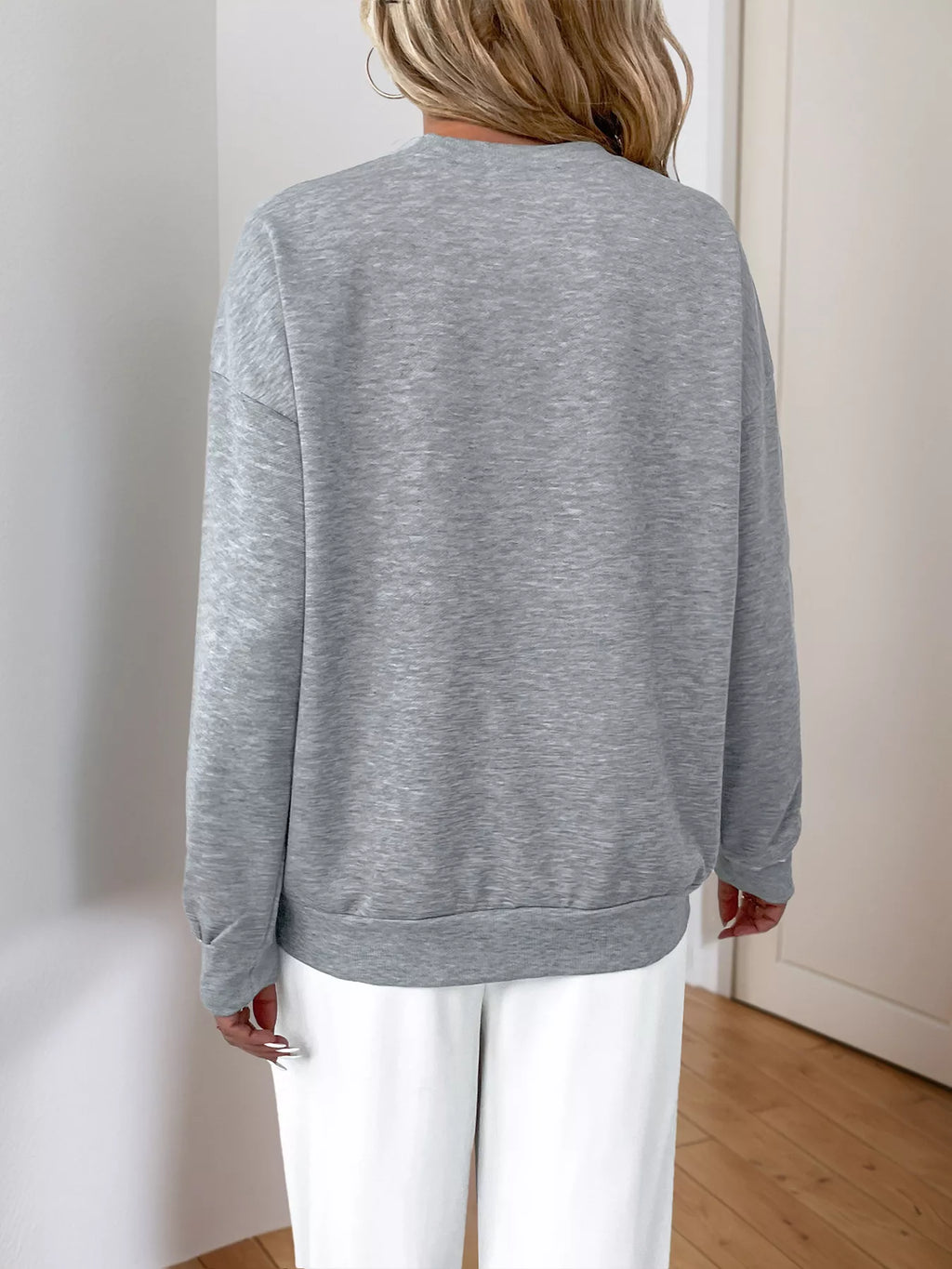 Sequin Round Neck Dropped Shoulder Sweatshirt