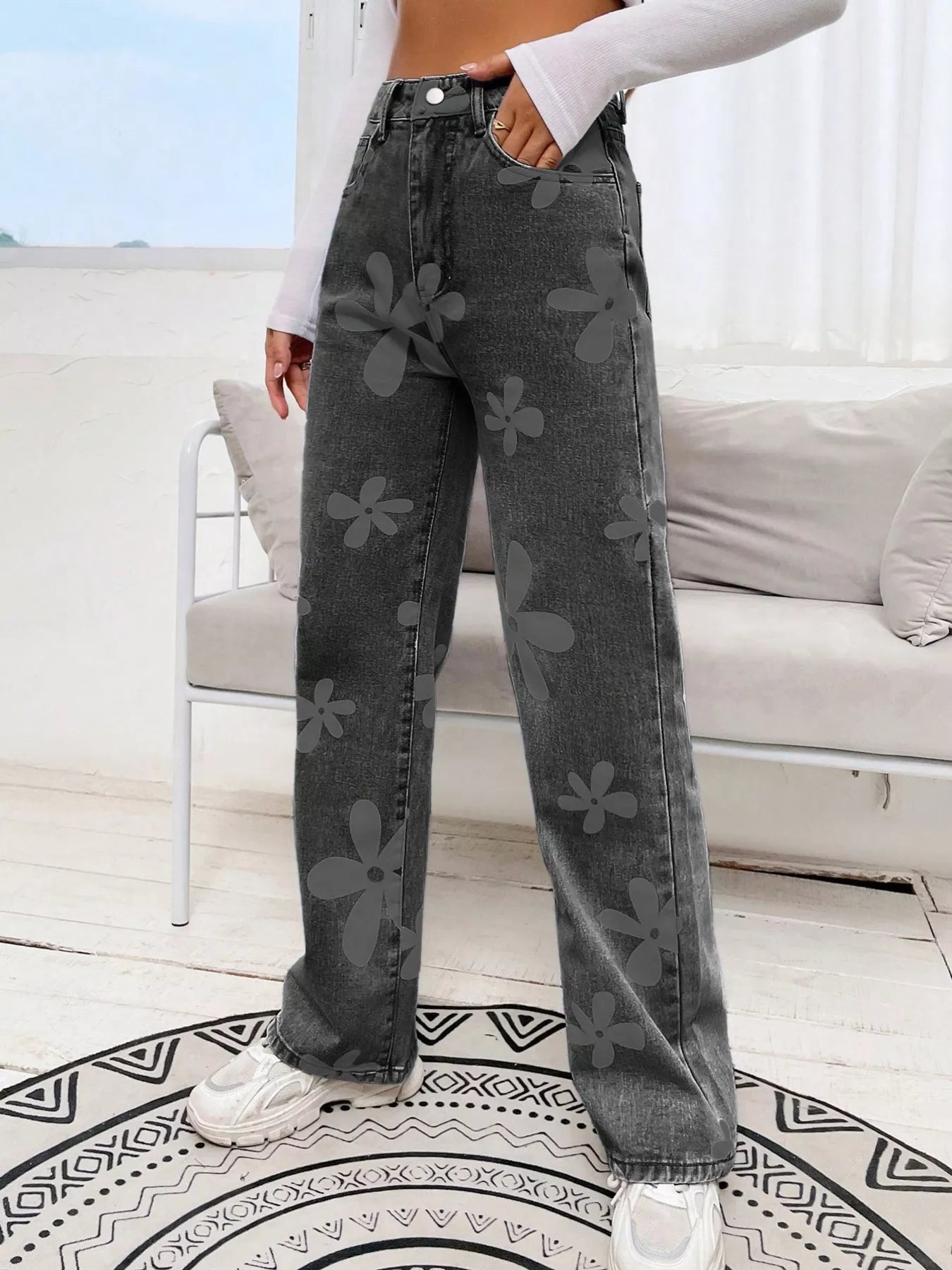 Floral Wide Leg Jeans
