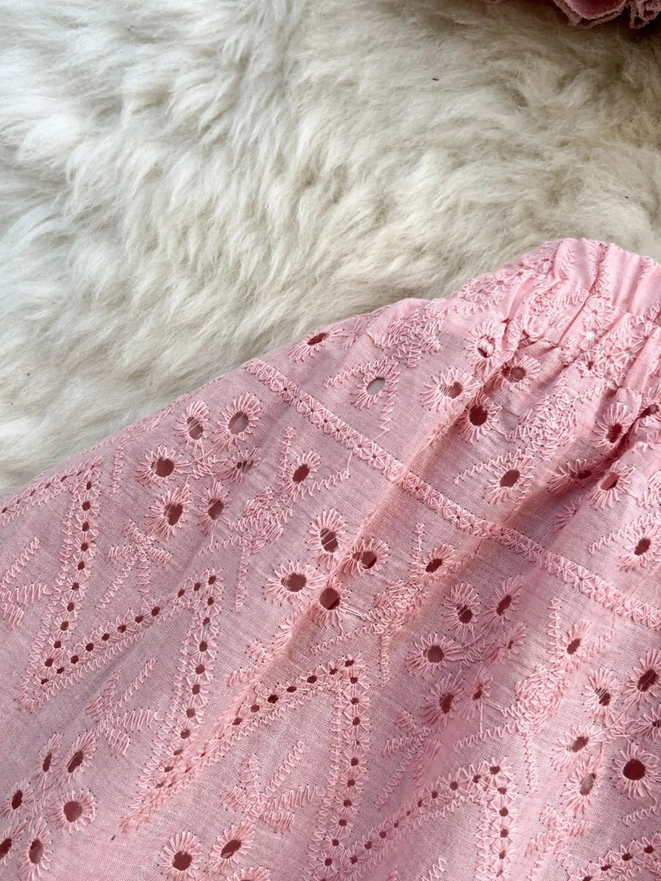Smocked Crop Top and Hollow-Out Skirt Set