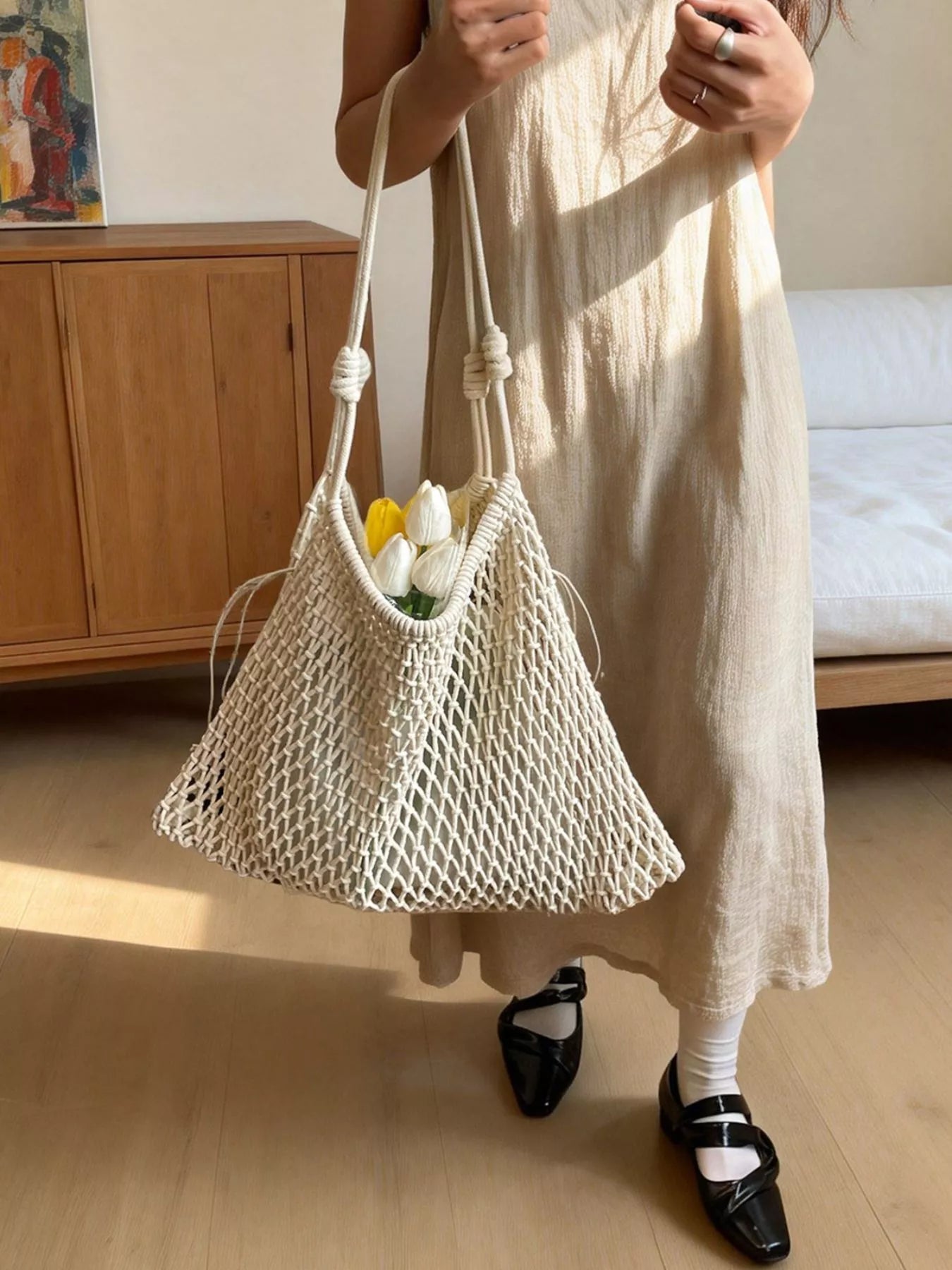 Woven Net Shoulder Bag