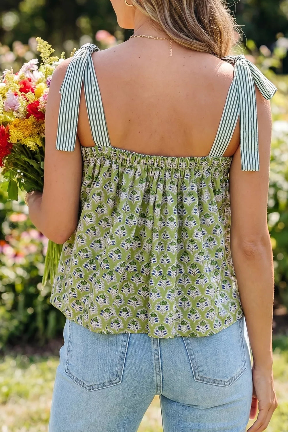 Tie-Strap Floral Print Tank