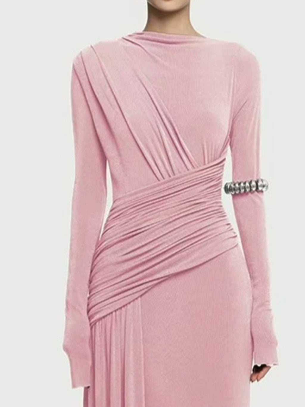 Ruched Long Sleeve Maxi Dress