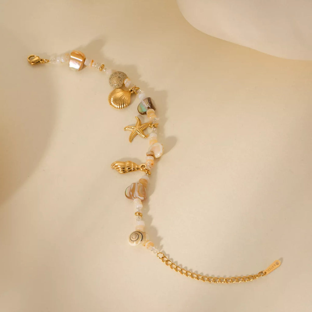 18K Gold-Plated Shell Charm Bracelet