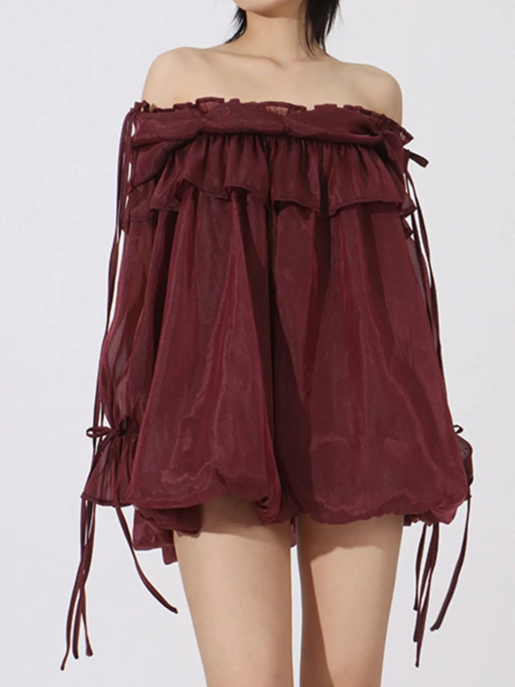 Ruffled Off-Shoulder Flounce Sleeve Blouse