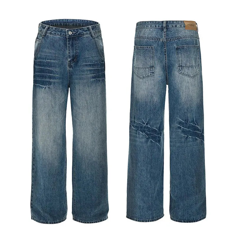 Men's Washed Wide Leg Jeans