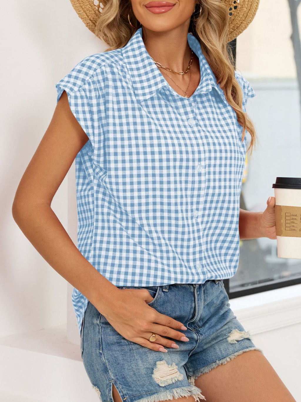 Gingham Button-Down Shirt