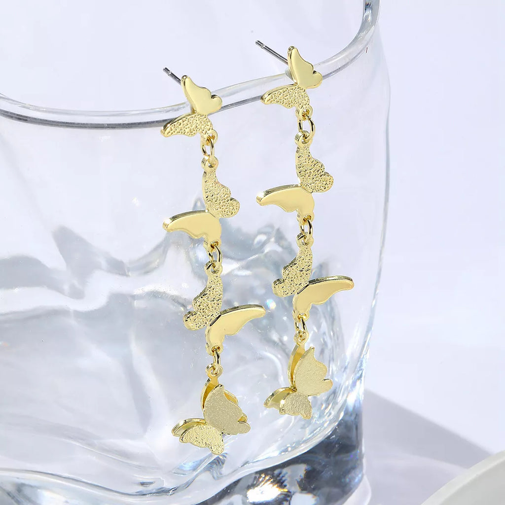 18K Gold-Plated Alloy Butterfly Earrings