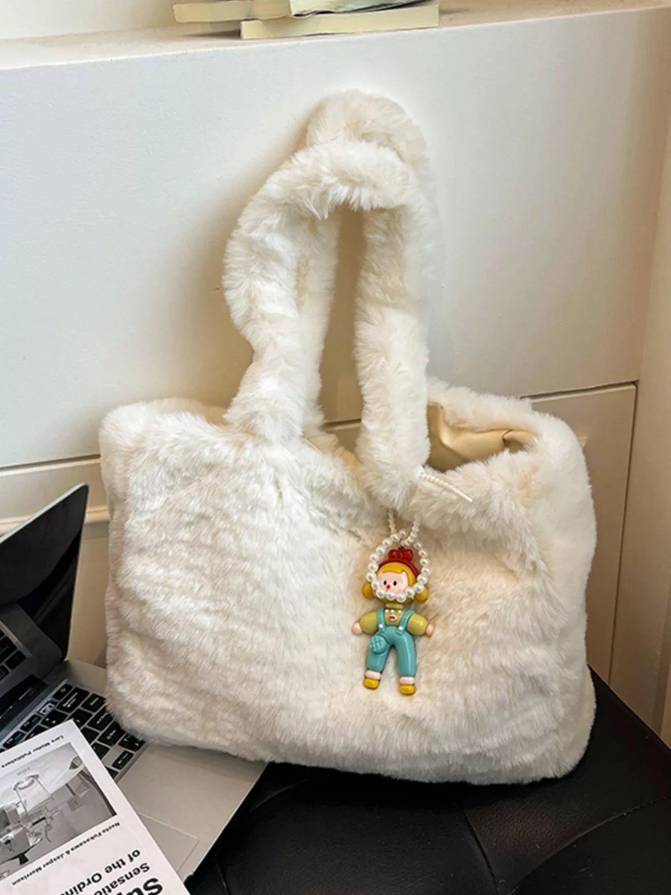 Fluffy Cartoon Charm Shoulder Bag