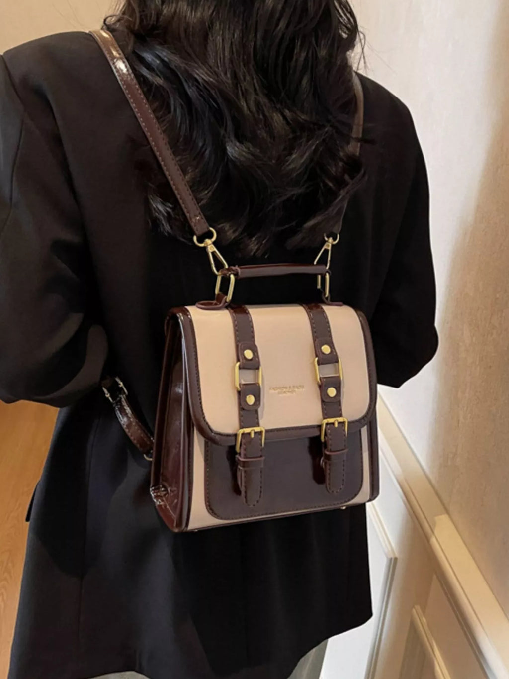 Vintage Style Buckle Backpack Bag