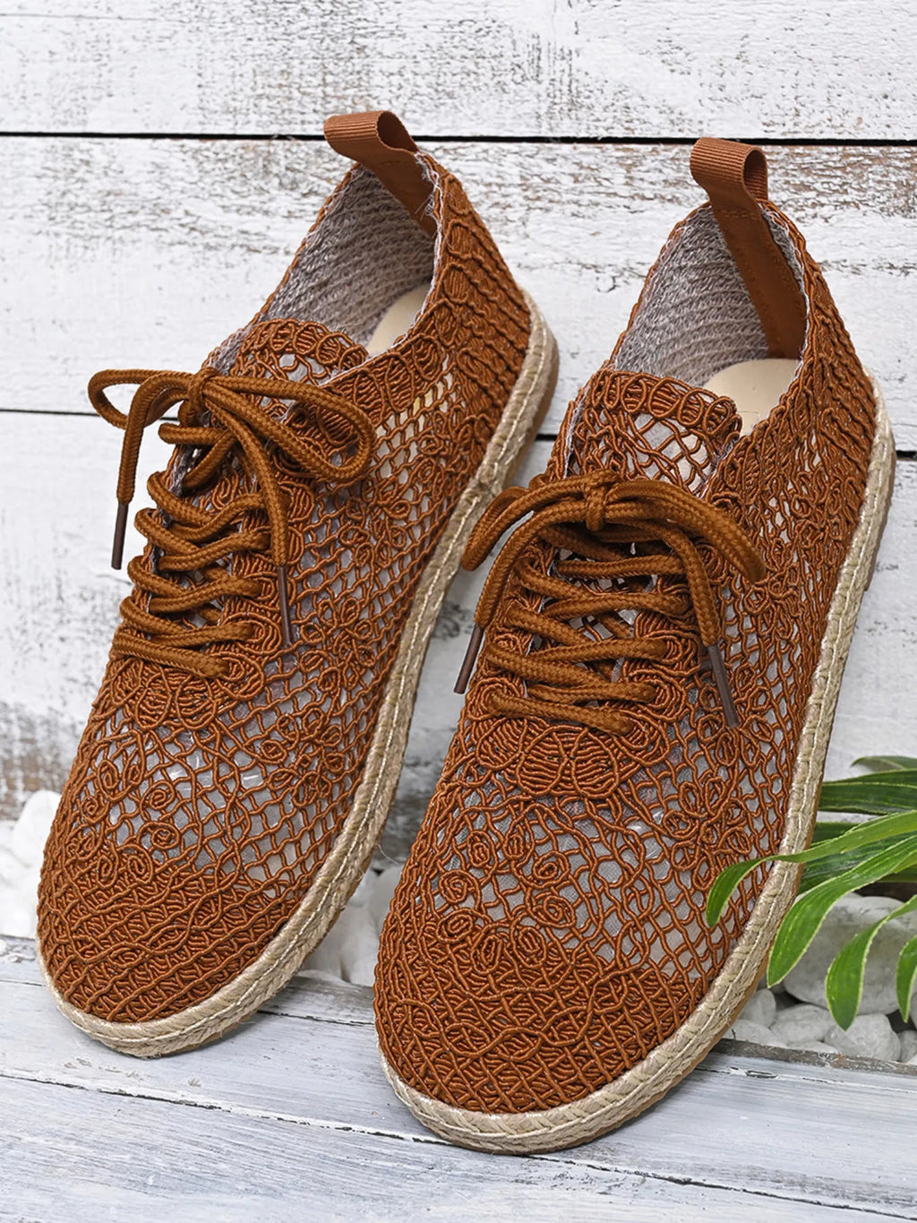 Breathable Woven Lace Up Sneakers
